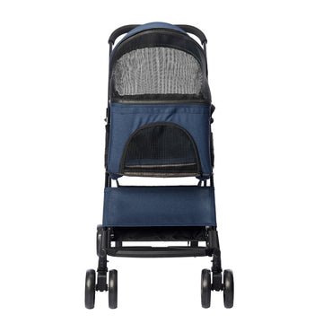 Pet Stroller Dog Cat Pram Foldable Carrier 4 Wheels Large Travel Pushchair Blue Unbranded